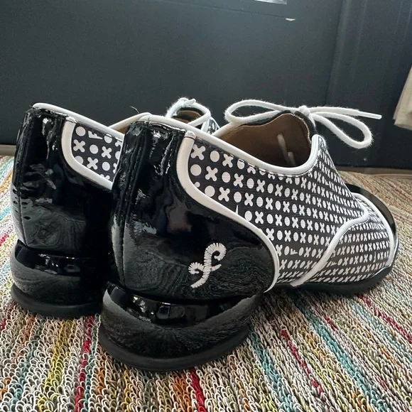 SOLD! Fluevog NEW Fellowship Martha x/o print contrast lace-up loafers -10/10.5 - Picture 4 of 16